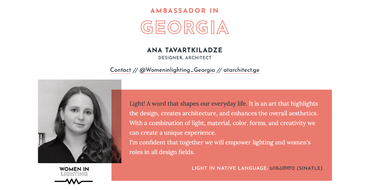 Women in Lighting, Ana Tavartkiladze, At Architect