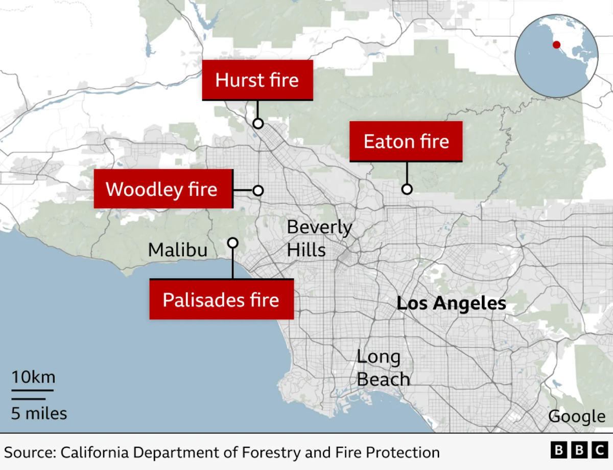 wildfire in LA, ხანძარი ლოს-ანჯელესში, ხანძარი კალიფორნიაში