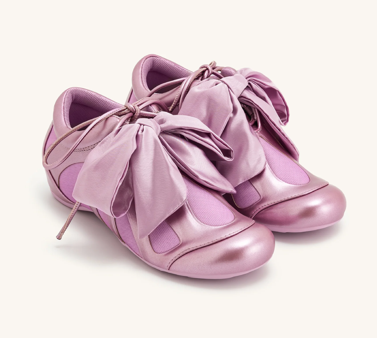 Metallic Bow tie low top pink sneakers, Pink sneakers, sneakers with bow