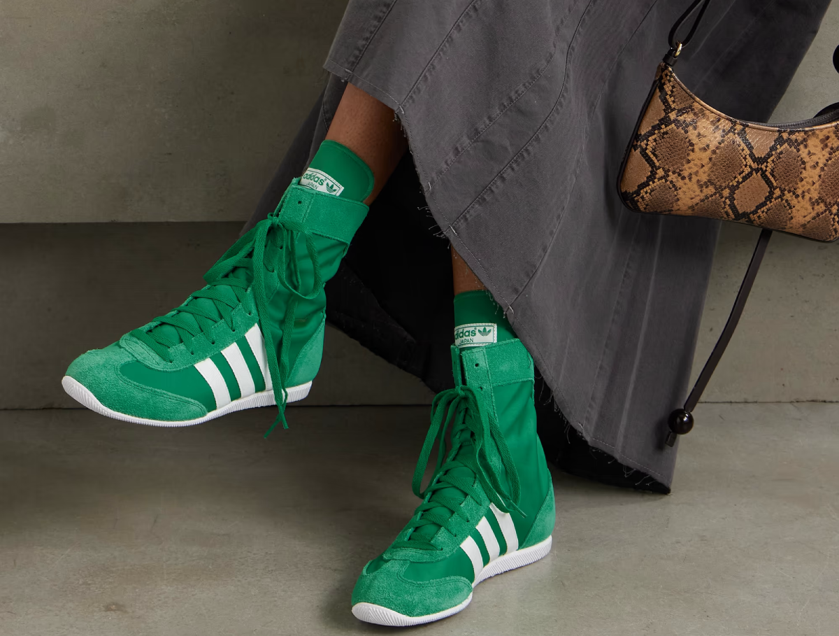 Sued High Top Trainers, Japan H suede-trimmed canvas high-top sneakers