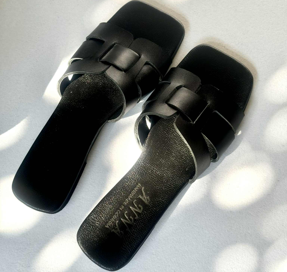 Anna Shoes, ტყავის სანდლები, საზაფხულო სანდლები, დაბალქუსლიანი სანდლები