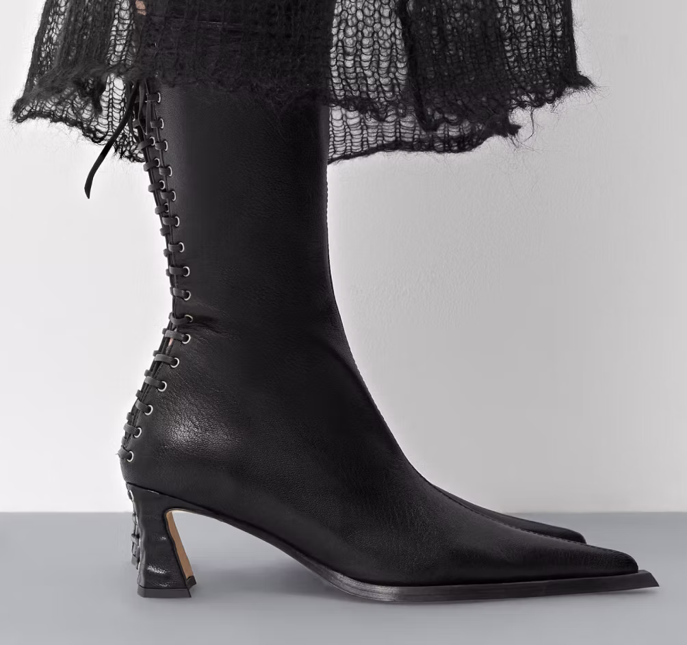 Shelley Boots, Black Lace Leather, Miista