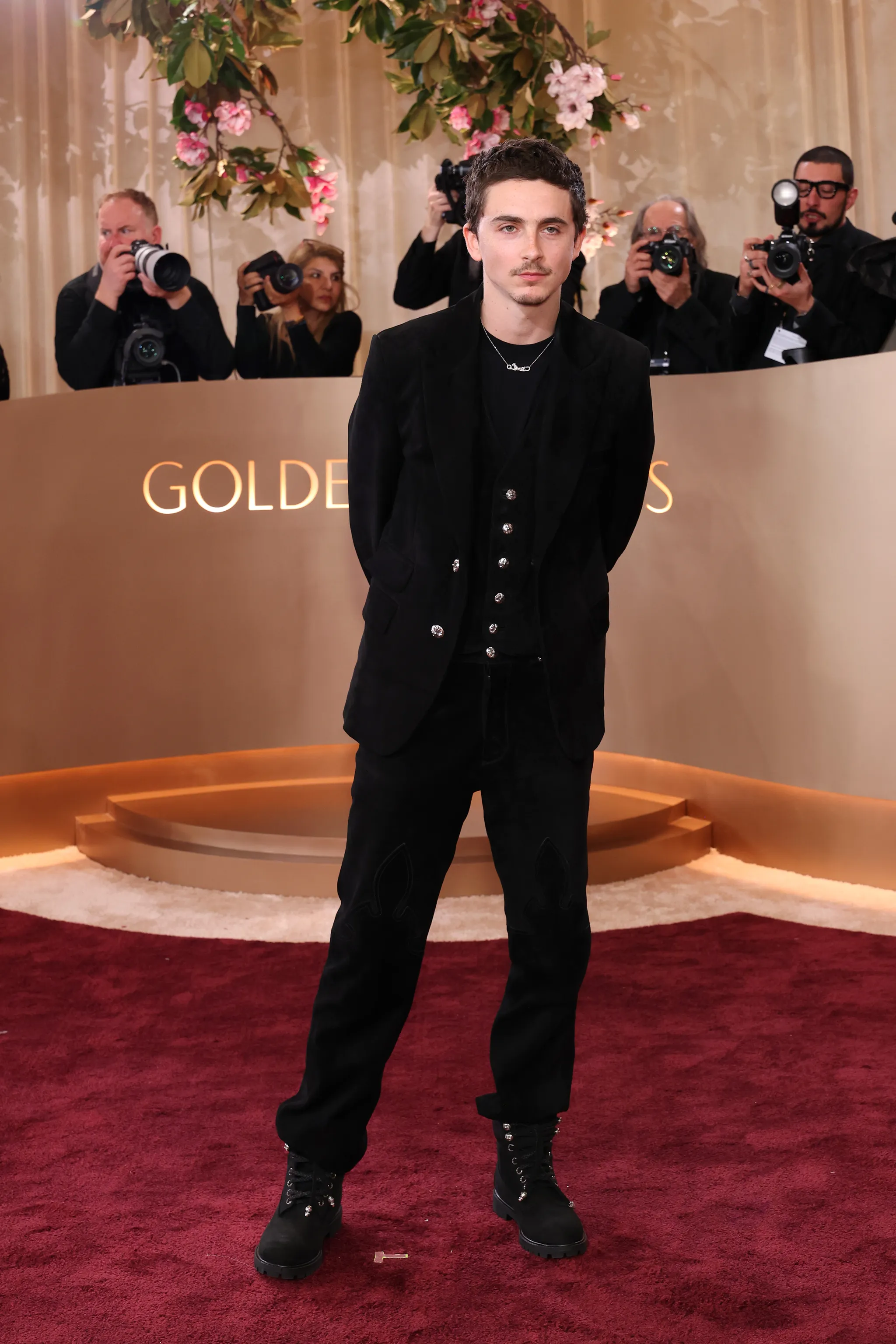 Timothée Chalamet in Chrome Hearts golden globe