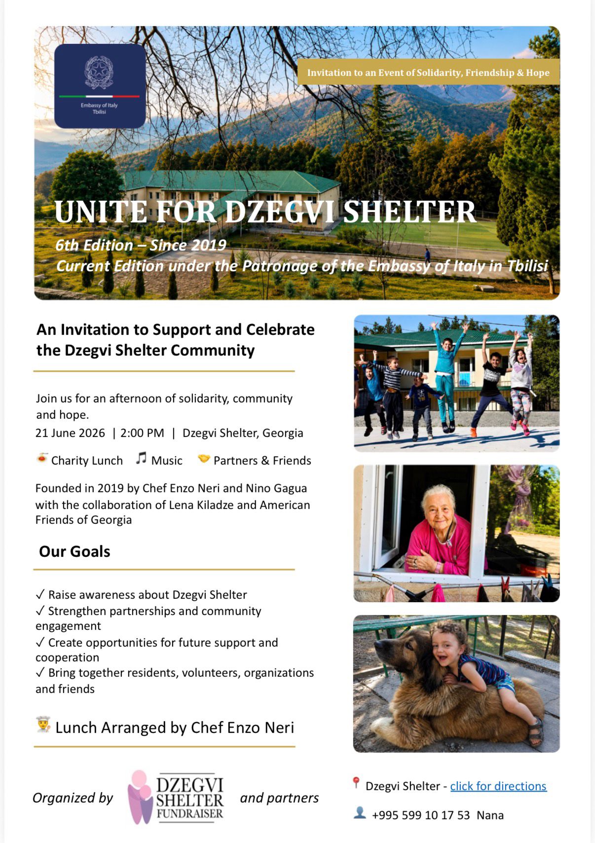 Chef Enzo Neri, ენზო ნერი, ძეგვის თავშესაფარი, Dzegvi Shelter, Dzegvi Shelter fundraiser, 